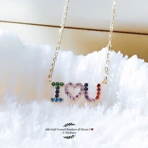 18K Gold Vermeil Rainbow 🌈 Zircon I ♥️ Unecklace